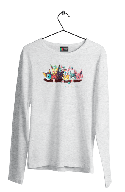 Men`s longsleeve with prints Evolution Pokemon. Anime, for children, game, manga, pocket monster, pokemon, to catch pokemon, video game, video game heroes. 2070702
