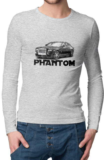 Men`s longsleeve with prints Rnols royce. Auto, car, luxury class, phantom, rolls royce, sedan. 2070702