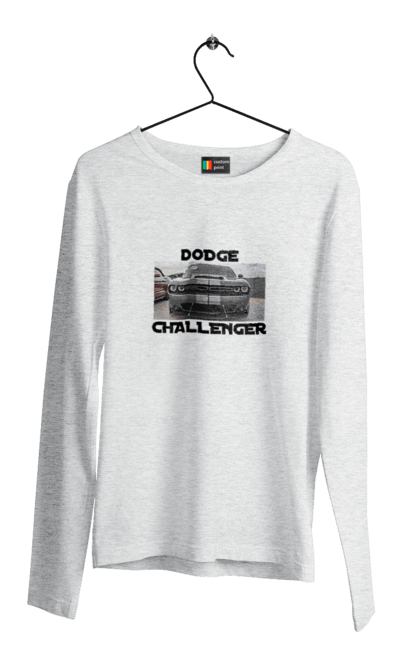 Чоловічий лонгслів з принтом "Додж челенджер". Автомобіль, американська легенда, додж челенджер, культове авто, масл кар, потужний автомобіль. 2070702