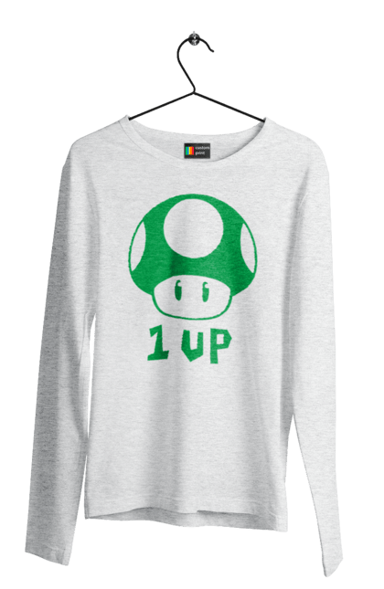 Чоловічій лонгслів з принтом "1UP Maрio". Mario bros, nintendo, гра, маріо, персонаж. 2070702