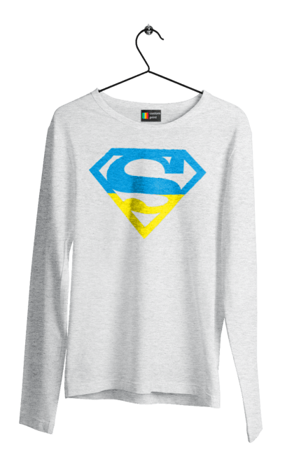 Чоловічий лонгслів з принтом "Україна супер". Символіка, супер, україна. 2070702