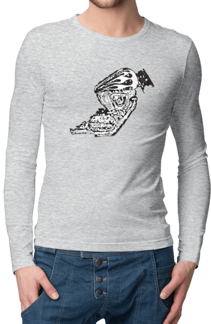 Чоловічий лонгслів з принтом "Двигун мотоцикла". Байк, бензобак, двигун мотоцикла, харлей девідсон, циліндри, чопер. 2070702