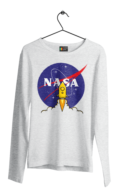 Men's longsleeve with prints NASA. Aeronautics, astronautics, aviation, nasa, research, rocket, science, space, technologies, usa. 2070702