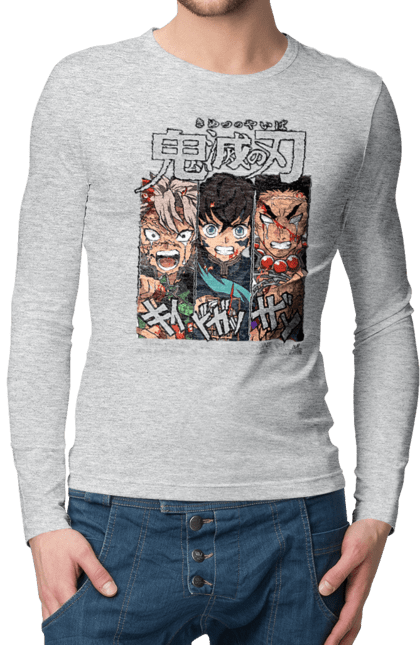 Men's longsleeve with prints Demon Slayer Sanemi Muichiro Gyomei. Anime, demon slayer, gyomei, himejima, kimetsu no yaiba, manga, muichiro, sanemi. 2070702