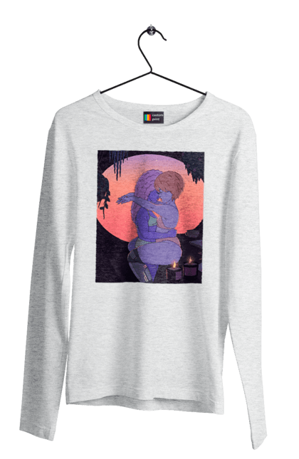 Men`s longsleeve with prints Purple Girls Hugging. Hug, sunset. 2070702
