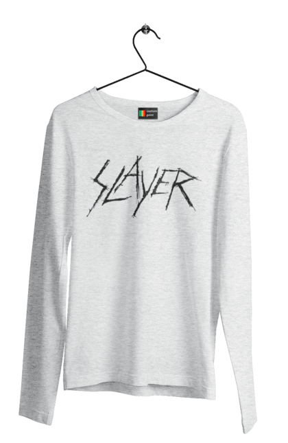 Мужской лонгслив с принтом Slayer. Slayer, грув-метал, група, метал група, музыка, ню-метал, спид-метал, трэш-метал, череп. 2070702