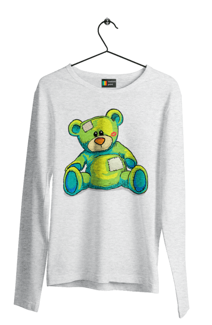 Чоловічій лонгслів з принтом "Плюшевий ведмедик". Cute, patches, teddy, teddy bear, vintage, ведмедик, іграшка, плюшевий ведмедик, подарунок. 2070702