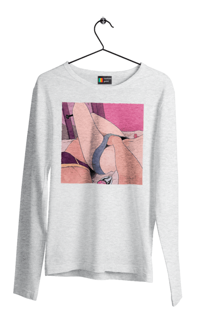 Чоловічий лонгслів з принтом "Чоловіча Рука В Жіночих Трусиках". Гра, ліжко, труси. 2070702