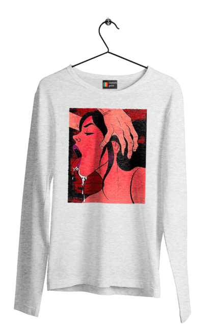 Чоловічий лонгслів з принтом "Дівчина Смокче Зі Слиною". Секс, смоктати. 2070702