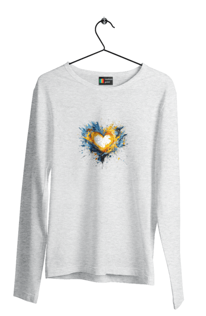 Men`s longsleeve with prints Patriot heart. Heart, patriotic, ukraine, ukrainian, ukrainian flag. 2070702