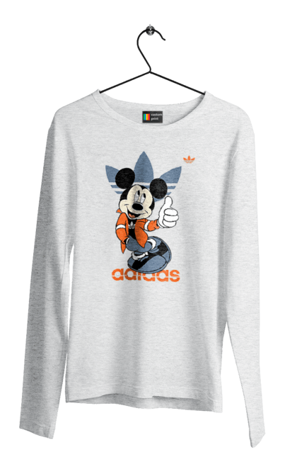 Мужской лонгслив с принтом Adidas Микки Маус. Adidas, mickey mouse, адидас, дисней, микки, микки маус, мультфильм. 2070702