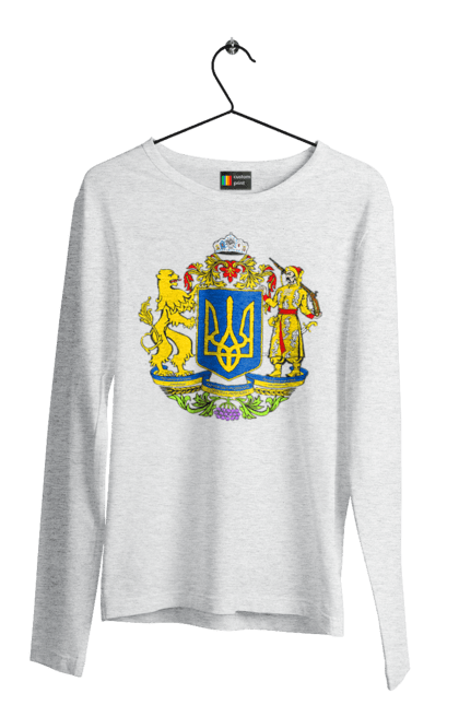 Men`s longsleeve with prints Emblem of Ukraine. Cossack, emblem, emblem of ukraine, lion, lion and cossack, ukraine. 2070702