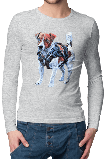 Men`s longsleeve with prints Dog Patron. Cartridge, dog, dog cartridge, ukraine, зсу. 2070702
