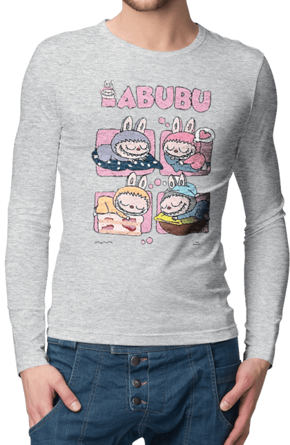 Чоловічий лонгслів з принтом "Сон Labubu". Labubu, weird cute, іграшки, лабубу. 2070702