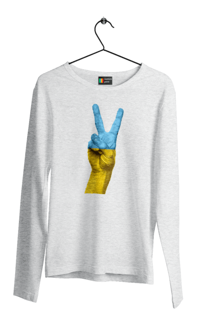 Men`s longsleeve with prints Two Fingers, World, Ukraine. Arm, peace, ukraine. 2070702