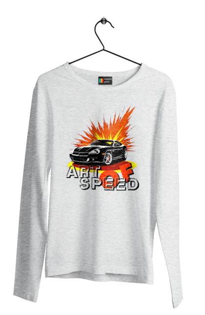 Чоловічий лонгслів з принтом "Швидкість". Авто, автомобіль, гонка, швидкість. 2070702