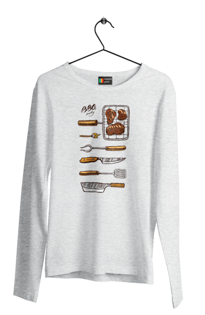 Men`s longsleeve with prints Barbecue Party. B-b-q, fry, meat. 2070702