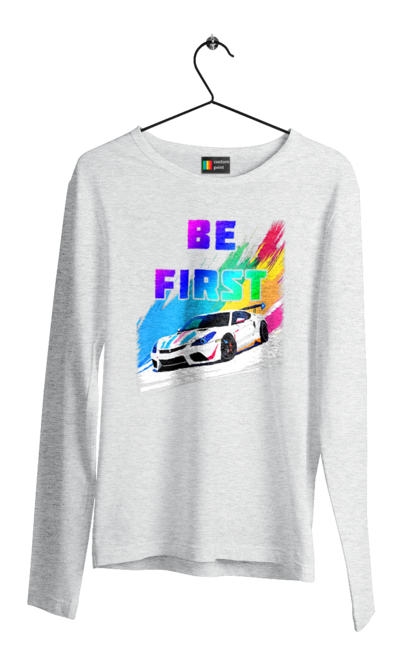 Чоловічий лонгслів з принтом "Гонка". Автомобільний, гонка, спортивна машина, спортивний автомобіль. 2070702