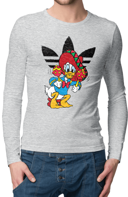 Men's longsleeve with prints Adidas Donald Duck. Adidas, animated series, cartoon, daisy duck, donald duck. 2070702