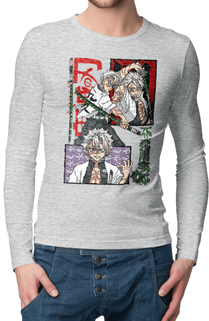 Men's longsleeve with prints Demon Slayer Sanemi. Anime, demon slayer, kimetsu no yaiba, manga, sanemi, sanemi shinazugawa, serial. 2070702