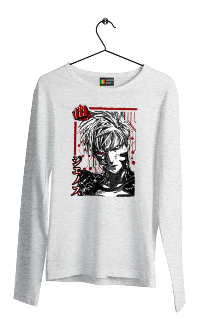 Men's longsleeve with prints One Punch Man Genos. Anime, comedy, cyborg, demon, demon cyborg, genos, manga, one punch man, parody, superheroes. 2070702