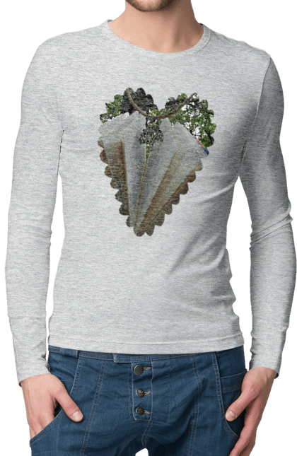 Men`s longsleeve with prints Book valentine. Books, decoration, heart, heart shape, love, nature, reading, wood. 2070702