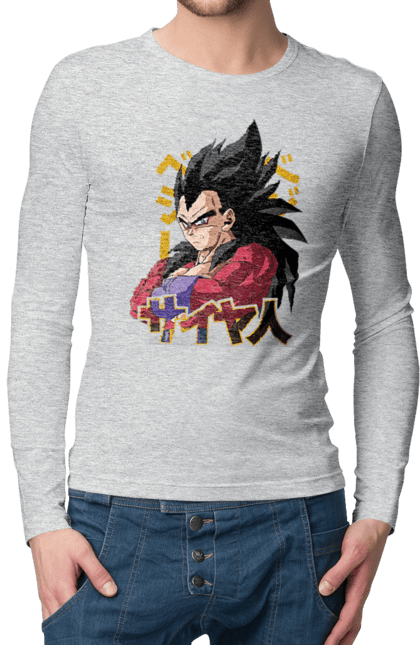 Men's longsleeve with prints Dragon Ball Vegeta. Anime, dragon ball, goku, manga, tv series, vegeta. 2070702