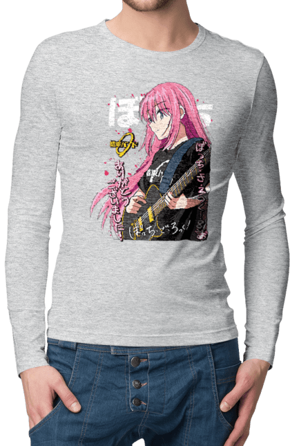 Men's longsleeve with prints Bocchi the Rock! Hitori Gotou. Anime, bocchi the rock, hitori goto, hitori gotou, manga, music, rock. 2070702