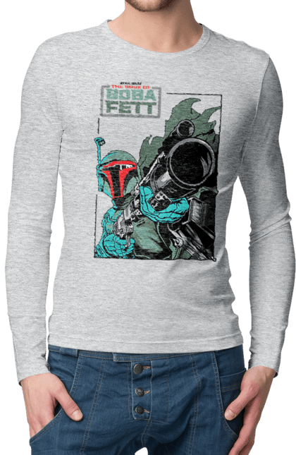 Чоловічій лонгслів з принтом "Боба Фетт". Boba fett, боба фетт, зоряні війни, клон, мисливець за головами. 2070702