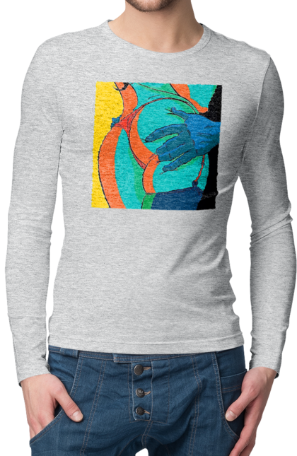 Чоловічий лонгслів з принтом "Жіноча Попа В Чоловічих Руках". Гола, жопа, ляпас. 2070702