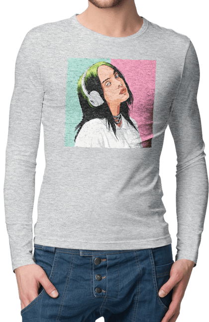 Чоловічий лонгслів з принтом "Billie Eilish". Активістка, біллі айліш, мизукант, права, співачка, тварини. 2070702