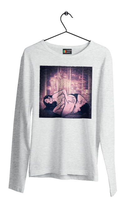 Чоловічий лонгслів з принтом "Дорослі Ігри На Тлі Міста". Гола, кохання, лизати, трусики. 2070702