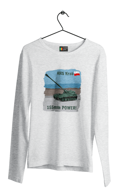 Чоловічий лонгслів з принтом "155mm Power! САУ Krab оливковий". Ahs krab, артилерія, гаубиця, краб, польща, сау. 2070702