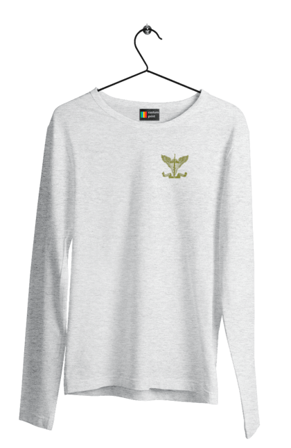 Чоловічий лонгслів з принтом "Десантно штурмові війська України". Армійська, військова, емблема, мілітарі, хакі. 2070702