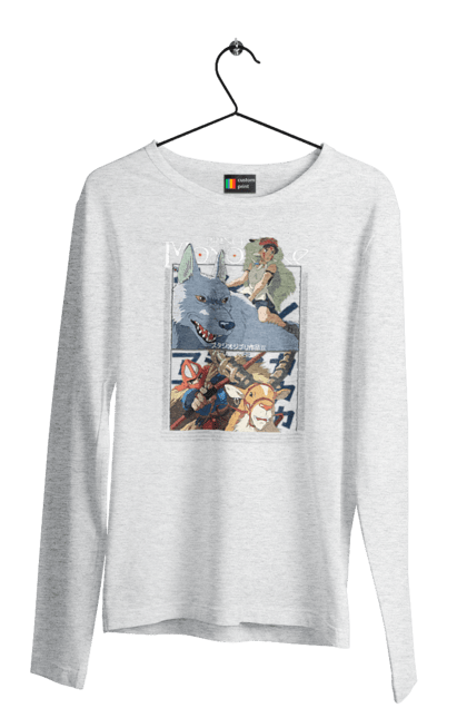 Men's longsleeve with prints Princess Mononoke. Adventure, anime, fantasy, ghibli, hayao miyazaki, princess mononoke, studio ghibli. 2070702