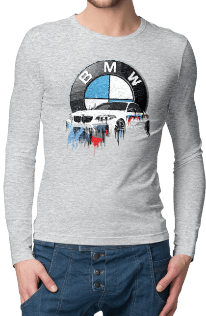 Мужской лонгслив с принтом BMW. Bmv, авто, бмв, бмв фан, фанклуб. 2070702