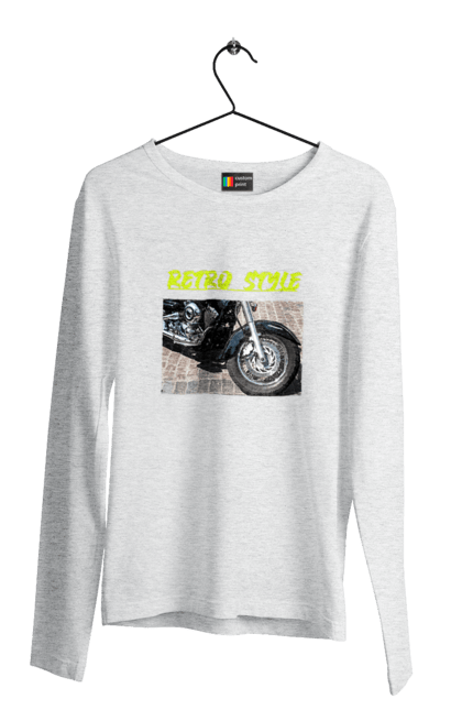 Чоловічий лонгслів з принтом "Мото2". Байк, дорога, мотоцикл, ретро, стиль, швидкість. 2070702