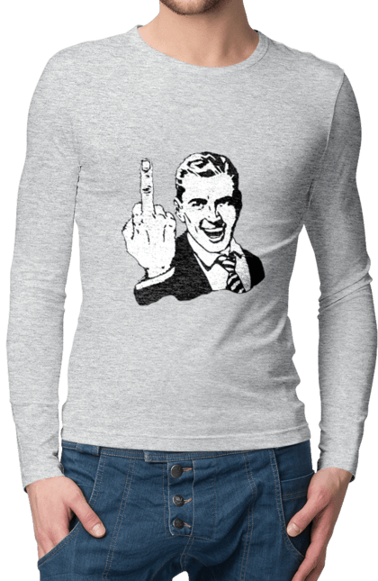 Men`s longsleeve with prints Fuck. Faculty, finger, fuck, hand. 2070702