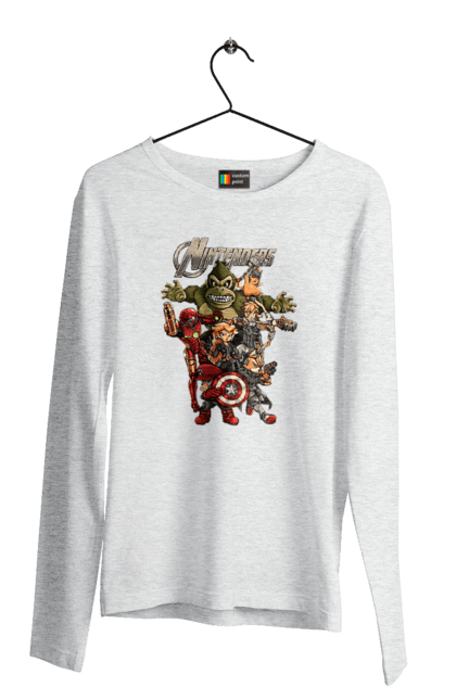 Men`s longsleeve with prints Nintendo heroes. Animal crossing, donkey kong, game characters, kirby, legend of zelda, luigi, mario, nintendo, pokemon, princess stove. 2070702