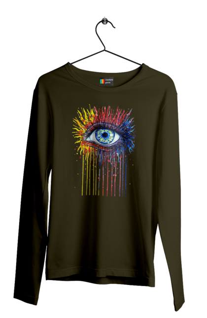 Чоловічий лонгслів з принтом "Барвисто Тече Око". Очей, фарби. 2070702