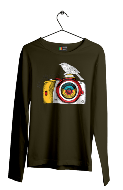 Men`s longsleeve with prints Camera And Bird. Birdie, camera, photographer. 2070702