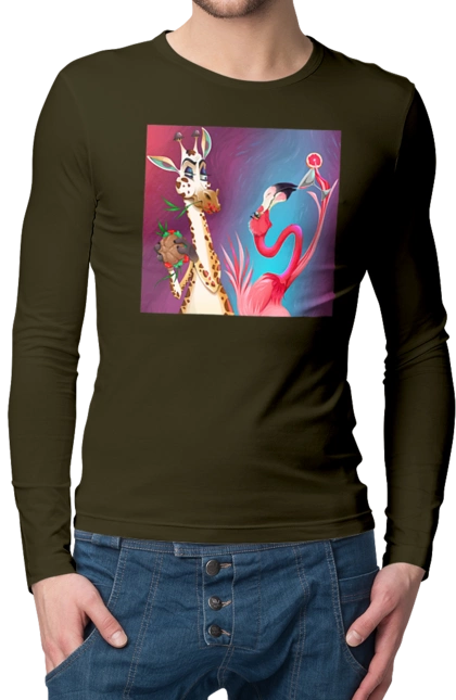 Giraffe And Flamingo At The Party