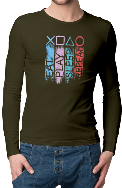 Men`s longsleeve with prints Gamepad. Game, gamepad, joystick, playstation, sony. 2070702