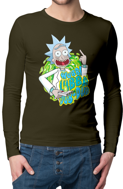 Чоловічій лонгслів з принтом "Рік та Морті". Rick and morty, мультфільм, наукова фантастика, пригоди, рік, рік і морті, трагікомедія, чорний гумор. 2070702