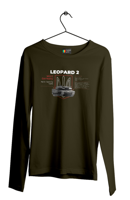 Men`s longsleeve with prints Leopard 2. Industrious, leopard 2, tank, weapon. 2070702