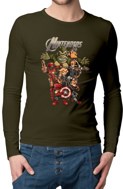 Чоловічий лонгслів з принтом "Герої Nintendo". Animal crossing, donkey kong, kirby, legend of zelda, nintendo, pokemon, герої з ігор, луїджі, маріо, мультики, принцеса піч. 2070702