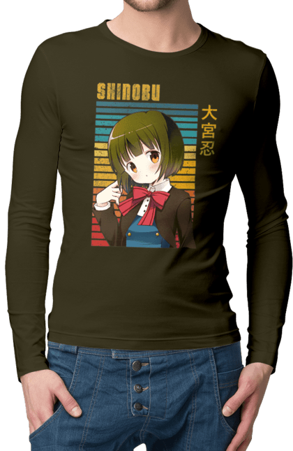 Men's longsleeve with prints Kiniro Mosaic Shinobu Omiya. Anime, gold mosaic, kiniro mosaic, kinmoza, manga, shinobu, shinobu omiya. 2070702