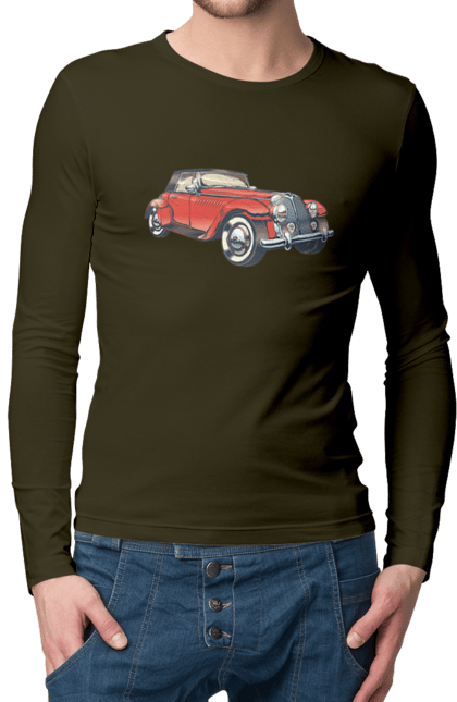Чоловічий лонгслів з принтом "Автомобіль Раритет". Авто, автомобіль, ретро. 2070702