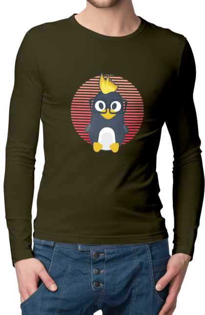 Чоловічий лонгслів з принтом "Лінукс". Айті, айтішнік, девелопер, іт, программіст, розробник. 2070702