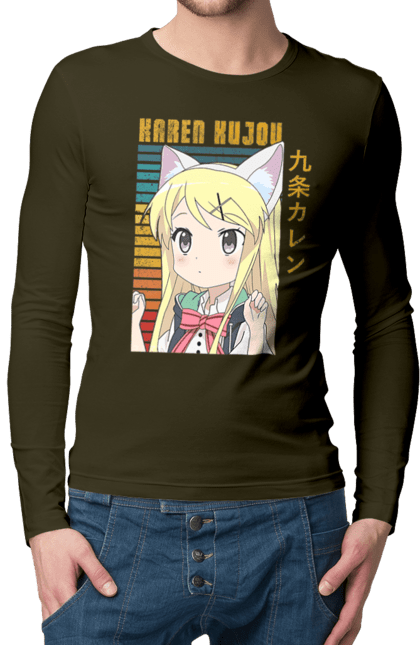 Men's longsleeve with prints Kiniro Mosaic Karen Kujo. Anime, gold mosaic, karen, karen kujo, kiniro mosaic, kinmoza, manga. 2070702